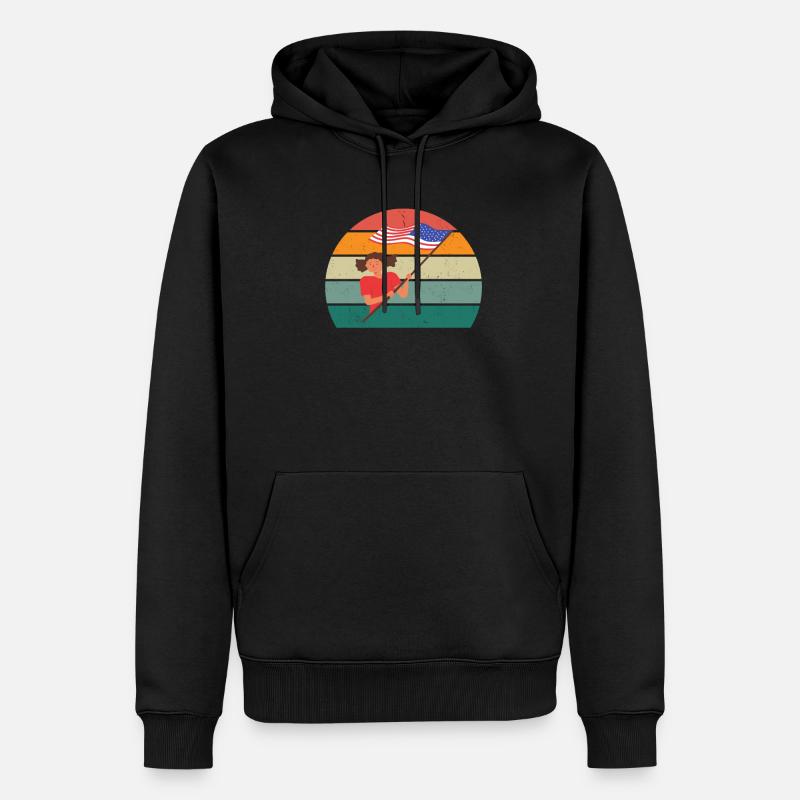 États-Unis Américains États-Unis - Sweat à capuche Premium bio Homme - noir