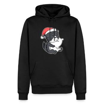 Chat de forêt norvégien Chat Noël endormi - Sweat à capuche Premium bio Homme - noir - Devant - Nico (187cm)
