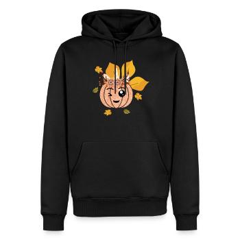 Citrouille Licorne Automne Thanksgiving Saison Automne - Sweat à capuche Premium bio Homme - noir - Devant - Nico (187cm)