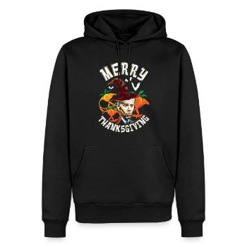 Drôle de président Joe Thanksgiving saison automne - Sweat à capuche Premium bio Homme - noir - Devant - Nico (187cm)