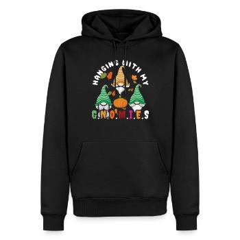 Citrouille avec gnome Automne Thanksgiving Saison Automne - Sweat à capuche Premium bio Homme - noir - Devant - Nico (187cm)
