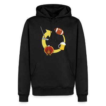 Rugby Amateur de bière Turquie Fan de football Thanksgiving - Sweat à capuche Premium bio Homme - noir - Devant - Nico (187cm)