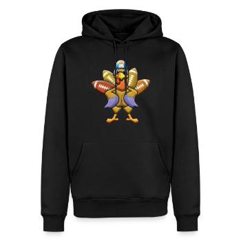Rugby Turquie et football Thanksgiving - Sweat à capuche Premium bio Homme - noir - Devant - Nico (187cm)