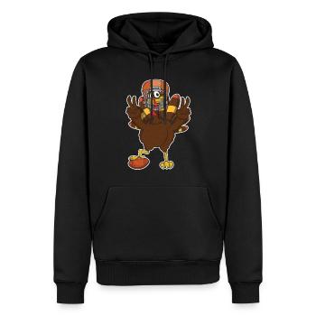Thanksgiving drôle de paix Turquie Touchdown Football - Sweat à capuche Premium bio Homme - noir - Devant - Nico (187cm)