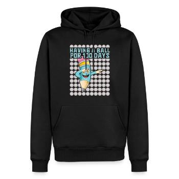 Élève 100e jour de balle 100 jours d’école - Sweat à capuche Premium bio Homme - noir - Devant - Nico (187cm)