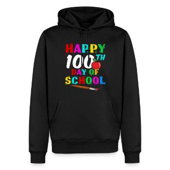 Étudiant heureux 100e jour Apple 100 jours d’école - Sweat à capuche Premium bio Homme - noir - Devant - Nico (187cm)