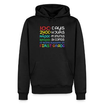 100. Tag 1. Klasse Awesome 100 Tage Schule - Männer Premium Bio Hoodie - Schwarz - Vorne - Nico (187cm)
