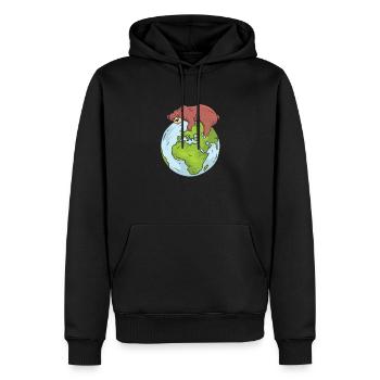 Earth Day Cute Bear loves world - Männer Premium Bio Hoodie - Schwarz - Vorne - Nico (187cm)