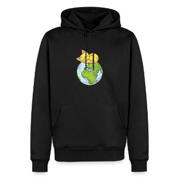 Earth Day Cute Cat loves world - Männer Premium Bio Hoodie - Schwarz - Vorne - Nico (187cm)