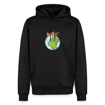 Earth Day Cute Dog loves world - Männer Premium Bio Hoodie - Schwarz - Vorne - Nico (187cm)