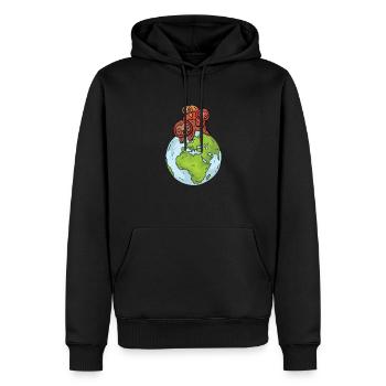 Earth Day Cute Sloth loves world - Männer Premium Bio Hoodie - Schwarz - Vorne - Nico (187cm)