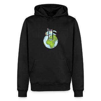 Earth Day Cute Unicorn Dab loves world - Männer Premium Bio Hoodie - Schwarz - Vorne - Nico (187cm)