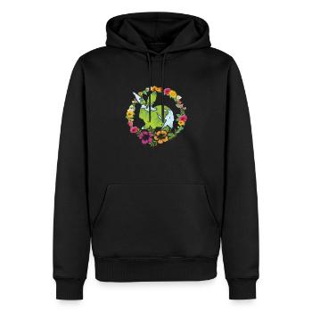 Earth Day Cute Rabbit loves Planet World - Männer Premium Bio Hoodie - Schwarz - Vorne - Nico (187cm)