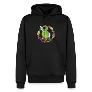 Earth Day Cute Rabbit loves Planet World - Männer Premium Bio Hoodie - Schwarz - Vorne - Nico (187cm)