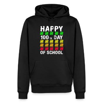 Stick Student 100. Tag Glückliche 100 Tage Schule - Männer Premium Bio Hoodie - Schwarz - Vorne - Nico (187cm)