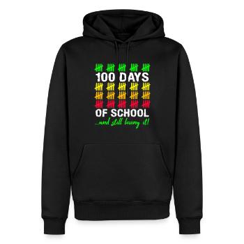 Stick 100. Tag Liebt Immer Noch 100 Tage Schule - Männer Premium Bio Hoodie - Schwarz - Vorne - Nico (187cm)