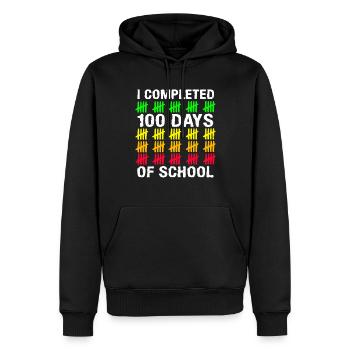 Stick Student 100. Tag Abschließen 100 Tage Schule - Männer Premium Bio Hoodie - Schwarz - Vorne - Nico (187cm)