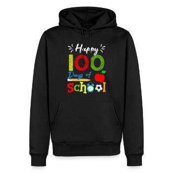 Un étudiant Apple heureux 100e jour 100 jours d’école - Sweat à capuche Premium bio Homme - noir - Devant - Nico (187cm)