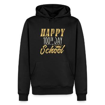 Étudiant royal heureux 100e jour 100 jours d’école - Sweat à capuche Premium bio Homme - noir - Devant - Nico (187cm)