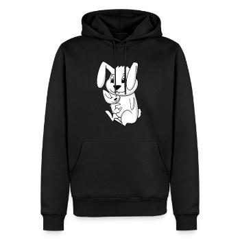 Grossesse en famille - Lapin avec bébé - Lapin - Sweat à capuche Premium bio Homme - noir - Devant - Nico (187cm)