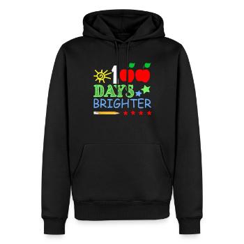 Crayon 100e jour plus lumineux 100 jours d’école - Sweat à capuche Premium bio Homme - noir - Devant - Nico (187cm)