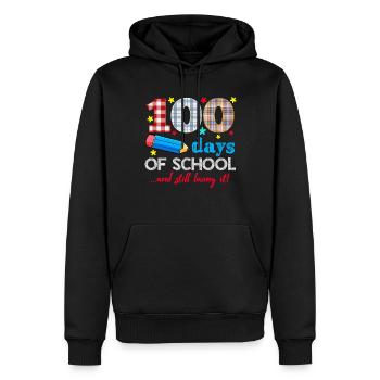 Plaid 100e jour toujours aimant 100 jours d’école - Sweat à capuche Premium bio Homme - noir - Devant - Nico (187cm)