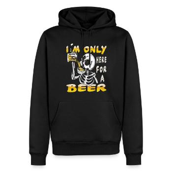 ich bin nur zum bier trinken hier - Männer Premium Bio Hoodie - Schwarz - Vorne - Nico (187cm)