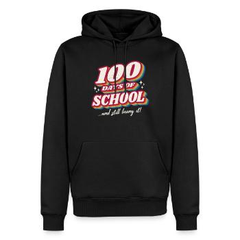 Étudiant rétro 100e jour aimant 100 jours d’école - Sweat à capuche Premium bio Homme - noir - Devant - Nico (187cm)
