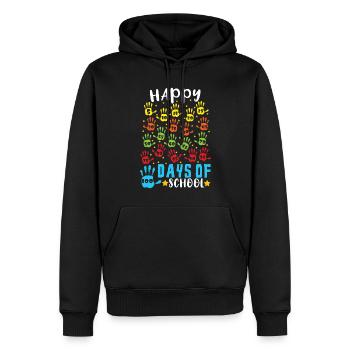 Mains Étudiant heureux 100e jour 100 jours d’école - Sweat à capuche Premium bio Homme - noir - Devant - Nico (187cm)
