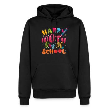Joyeux 100e jour coloré 100 jours d’école - Sweat à capuche Premium bio Homme - noir - Devant - Nico (187cm)