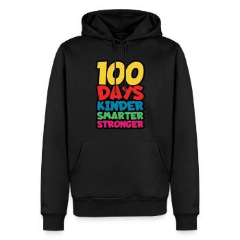 Kinder Smarter Strong 100e jour 100 jours d’école - Sweat à capuche Premium bio Homme - noir - Devant - Nico (187cm)