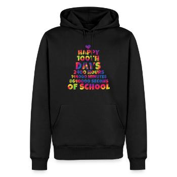 Joyeux 100e jour Tie Dye Color 100 jours d’école - Sweat à capuche Premium bio Homme - noir - Devant - Nico (187cm)