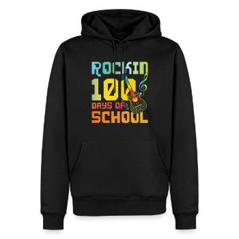 100e jour de guitare à bascule 100 jours d’école - Sweat à capuche Premium bio Homme - noir - Devant - Nico (187cm)