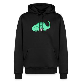 Dinosaure avec bébé dinosaure - Sweat à capuche Premium bio Homme - noir - Devant - Nico (187cm)