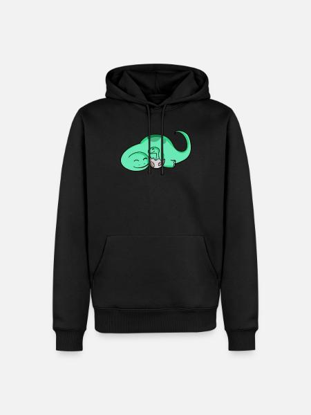 Dinosaur with baby dinosaur - Men’s Premium Organic Hoodie - black
