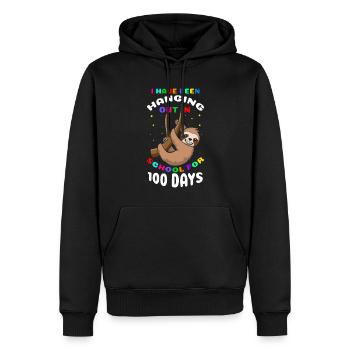 Pendre 100e jour Kawaii paresseux 100 jours d’école - Sweat à capuche Premium bio Homme - noir - Devant - Nico (187cm)
