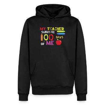 Lustiger 100. Tag Lehrer überlebt 100 Tage Schule - Männer Premium Bio Hoodie - Schwarz - Vorne - Nico (187cm)