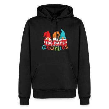 100e jour d’école Mon gnome Joyeux 100 jours d’école - Sweat à capuche Premium bio Homme - noir - Devant - Nico (187cm)