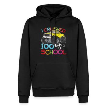 100. Tag Crushed Truck Glückliche 100 Tage Schule - Männer Premium Bio Hoodie - Schwarz - Vorne - Nico (187cm)