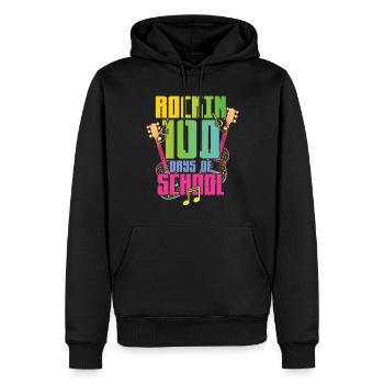 100e jour de guitare rock 100 jours d’école - Sweat à capuche Premium bio Homme - noir - Devant - Nico (187cm)