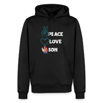 Paix Amour Maman Fils Garçon - Sweat à capuche Premium bio Homme - noir - Devant - Nico (187cm)