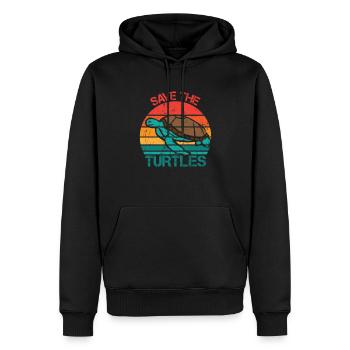 Save Turtles Retro Ocean Sun - Männer Premium Bio Hoodie - Schwarz - Vorne - Nico (187cm)