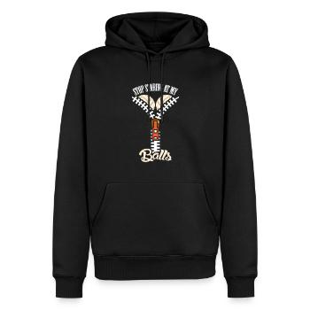 Volleyball Stop Staring Women Boobs - Men’s Premium Organic Hoodie - black - Front - Nico (187cm)