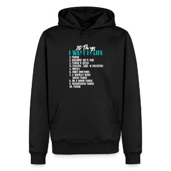 10 choses Infirmière Compétences de vie Soins infirmiers - Sweat à capuche Premium bio Homme - noir - Devant - Nico (187cm)