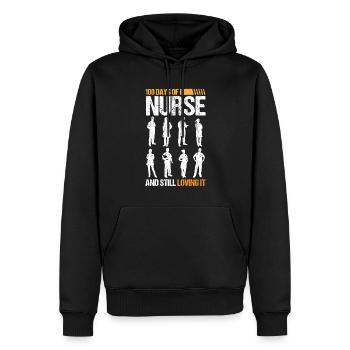 Infirmière 100 jours de vie amoureuse infirmière - Sweat à capuche Premium bio Homme - noir - Devant - Nico (187cm)