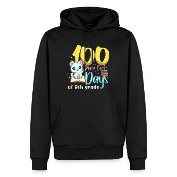 Katze Schüler der 6. Klasse 100. Tag 100 Tage Schule - Männer Premium Bio Hoodie - Schwarz - Vorne - Nico (187cm)