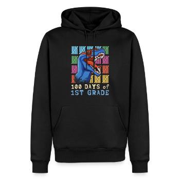 Roar 1. Klasse 100. Dinosaurier 100 Tage Schule - Männer Premium Bio Hoodie - Schwarz - Vorne - Nico (187cm)