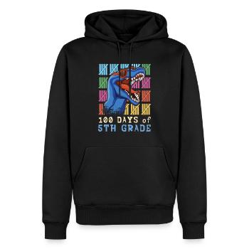 Brüllen 5. Klasse 100. Dinosaurier 100 Tage Schule - Männer Premium Bio Hoodie - Schwarz - Vorne - Nico (187cm)