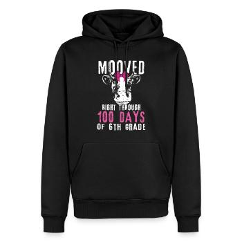 Schüler 100. Tag 6. Klasse Kuh 100 Tage Schule - Männer Premium Bio Hoodie - Schwarz - Vorne - Nico (187cm)