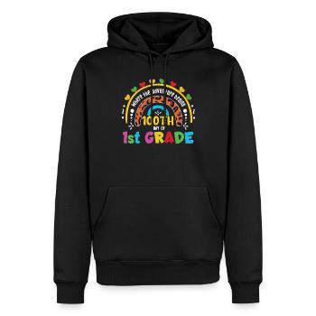 Cute Leopard Rainbow 1st Grade 100 Days Of School - Men’s Premium Organic Hoodie - black - Front - Nico (187cm)